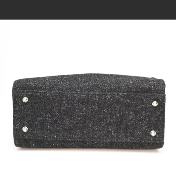 🥳HP🥳Kate Spade Wool Tote Bag Black Gray Silver - Picture 4 of 10